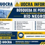 UOCRA busca personal para proyectos en Río Negro